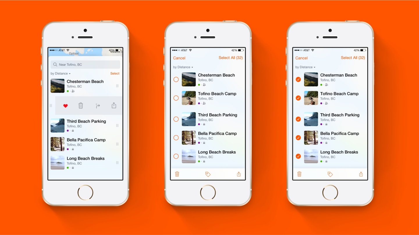 List swiped, and multiselect