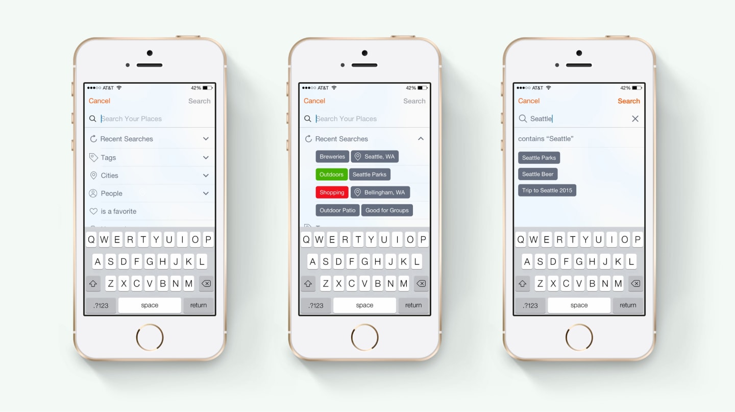 Search Your Places, Recent Searches, and Search autocomplete