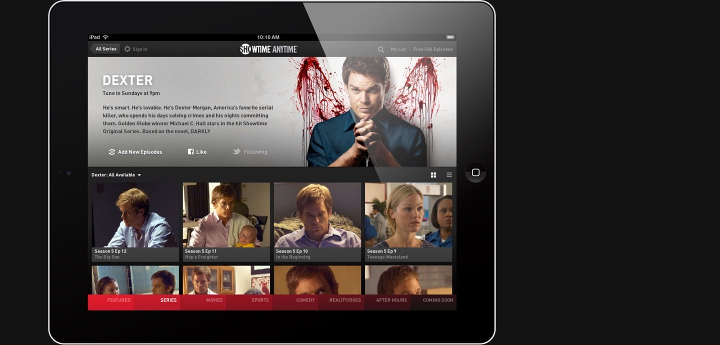 Series detail in the iPad app
