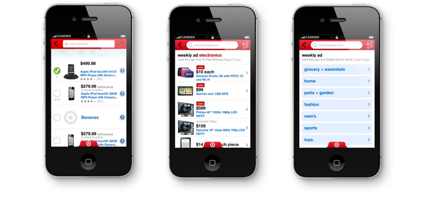 Target iPhone screenshots